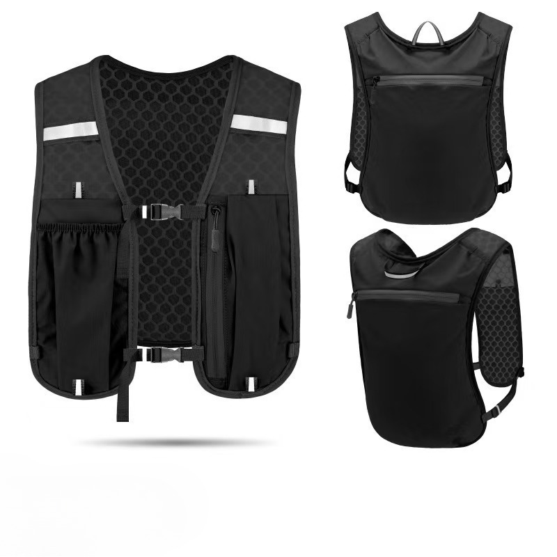 Running Gear For Your Phone - เสื้อกั๊กสะท้อนแสงน้ำหนักเบาสำหรับวิ่งและปั่นจักรยาน พร้อมกระเป๋าคาดหน้าอกสำหรับใส่ขวดน้ำและช่องเก็บโทรศัพท์ อุปกรณ์สำหรับกิจกรรมกลางแจ้ง