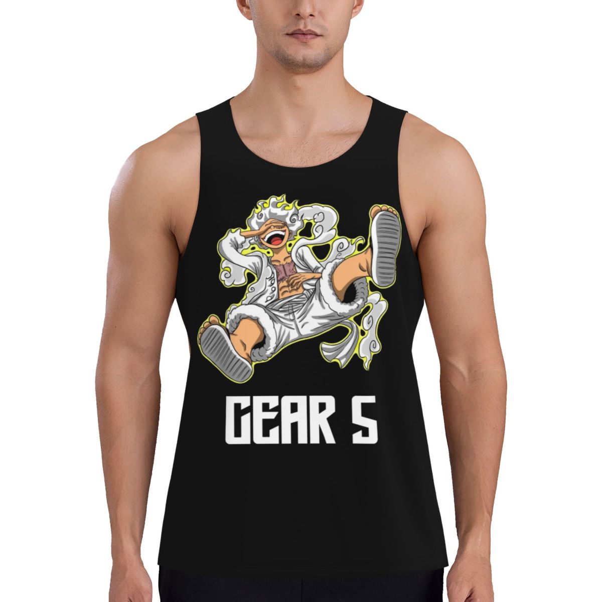 Running Gear Tank - เสื้อกล้ามวิ่งออกกำลังกายลายการ์ตูนญี่ปุ่นลูฟี่เกียร์ 5 วันพีซ เสื้อกล้ามไม่มีแขนสำหรับเพาะกาย ฟิตเนส เสื้อกล้ามรัดรูปสำหรับออกกำลังกาย