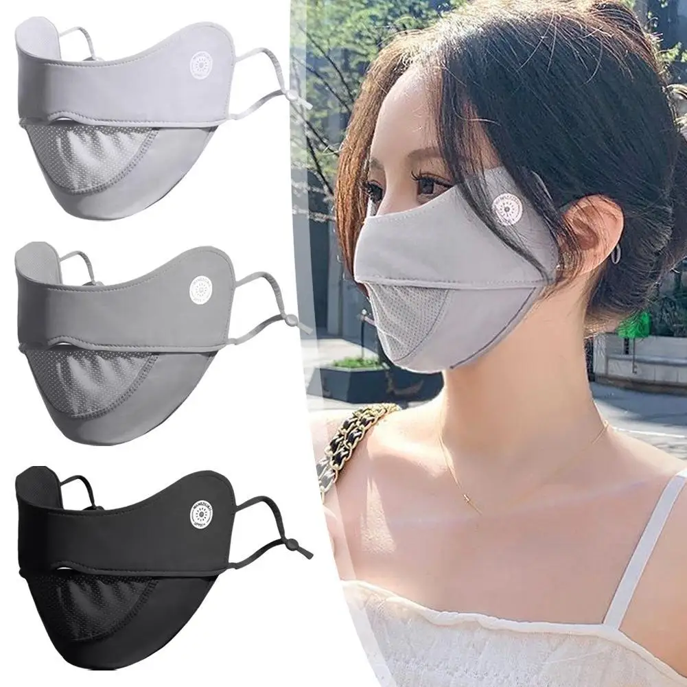 Running Cap Mesh - ผู้หญิงหน้ากากผ้าไหมน้ําแข็งบางBreathableตาข่ายหน้าปกฤดูร้อนครีมกันแดดกลางแจ้งหน้ากากAnti-UVขี่จักรยานวิ่งหน้ากากกีฬา