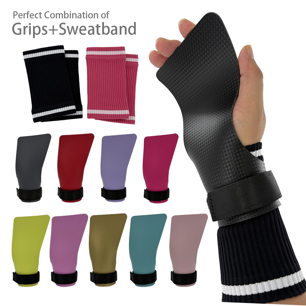 Sweat Band Wrist - ชุดอุปกรณ์คาร์บอนกริปและสายรัดข้อมือกันเหงื่อที่ลงตัวอย่างสมบูรณ์แบบสำหรับครอสฟิต ดึงข้อ ครอสเทรนนิ่ง ยิมนาสติก และการออกกำลังกาย