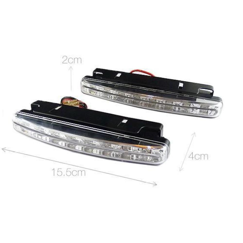 Running Gear Auto - ไฟเดย์ไลท์สำหรับรถยนต์ 8LED ติดตั้งบนกระจังหน้า ไฟตัดหมอกอเนกประสงค์ กำลังสูง สีขาวสว่าง
