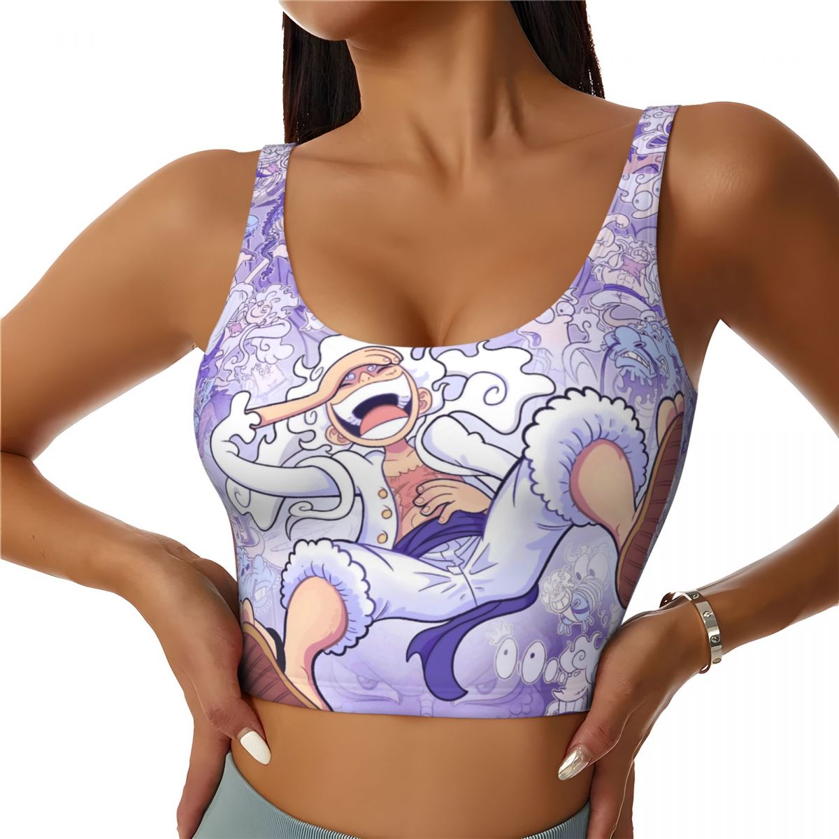 Running Gear Tank - เสื้อกล้ามออกกำลังกายลายการ์ตูนลูฟี่แบบชิ้นเดียว รุ่นคัสตอมวัน สำหรับผู้หญิง ผ้าไร้ตะเข็บ เกรด 5