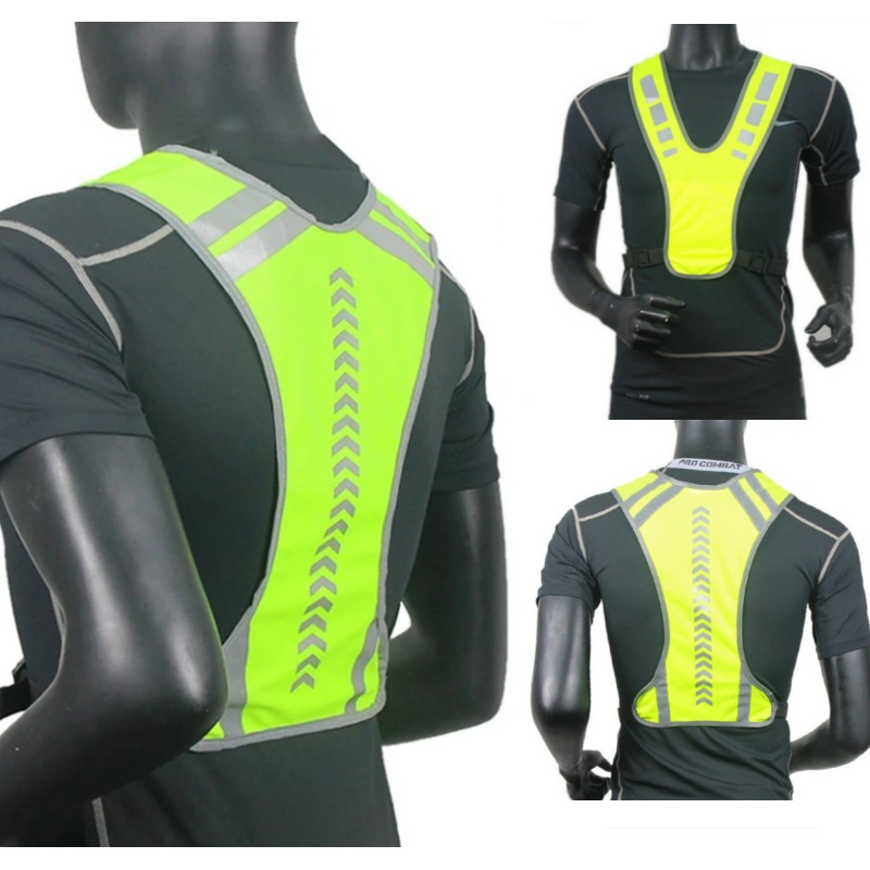Running Gear Tank - กีฬากลางแจ้งผ้าสะท้อนแสงอุปกรณ์เสื้อกั๊กยืดหยุ่นวิ่งกลางคืนขี่จักรยานปรับความปลอดภัยเสื้อกั๊กขี่เกียร์ตาข่ายเสื้อกล้าม