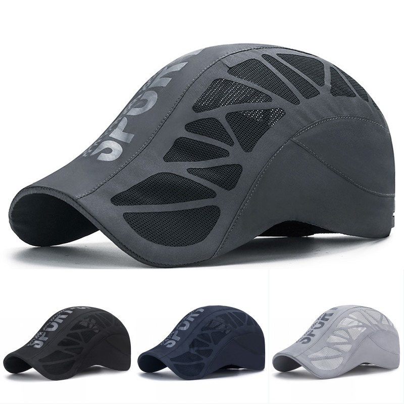 Running Cap Mesh - หมวกแก๊ปตาข่ายระบายอากาศ แห้งเร็ว สำหรับวิ่ง ป้องกันแสงแดด ใส่ได้ทั้งชายหญิง พิมพ์ลายตัวอักษร